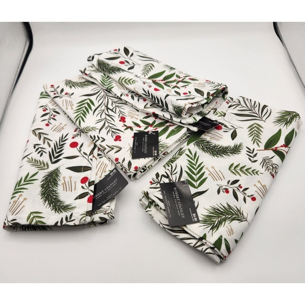 Robert Stanley Winter Branches Dinner Napkins Set 4 Christmas Cotton New w/tags